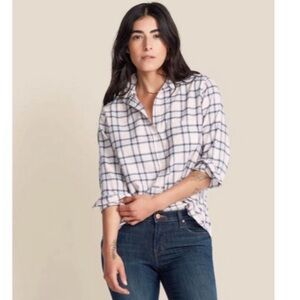 Grayson Frank & Eileen The Hero Feathered Flannel in Pink Melange Plaid Large